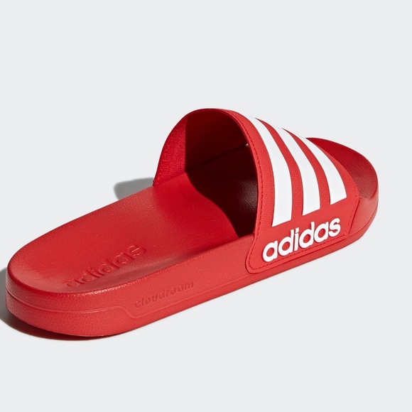 adidas cloudfoam slides red